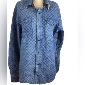 Cold smoke quilted denim patched long sleeve shirt size large